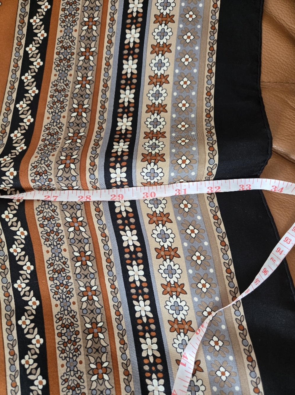 Vintage Yves Saint Laurent Black and Rust Floral Silk Scarf - Picture 6 of 6